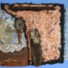 Argyll  secret coast collage acrylic Assemblage copper leaf rusty iron wood blue